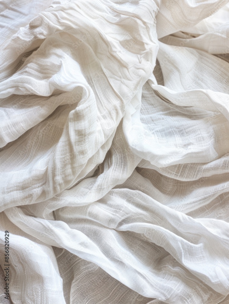 Obraz premium A close-up shot of a bed with crisp white sheets, ideal for use in interior design or bedroom-themed projects