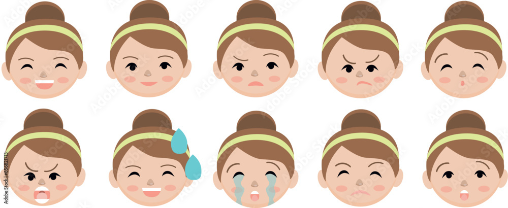 Fototapeta premium emotions of a schoolgirl vector isolated
