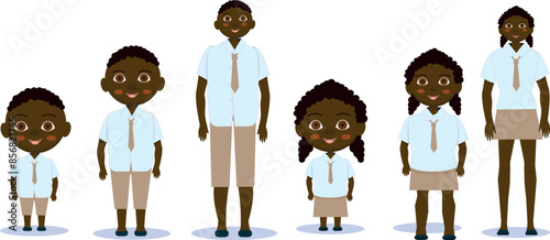 set African schoolchildren vector flat design