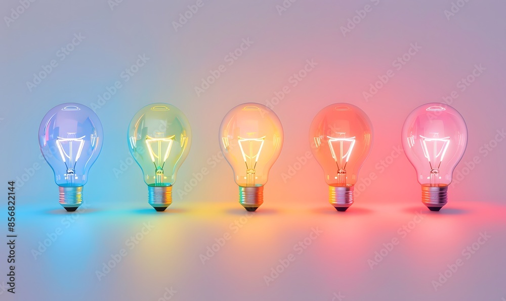Colored light bulbs, Generative AI Colored light bulbs, Generative AI