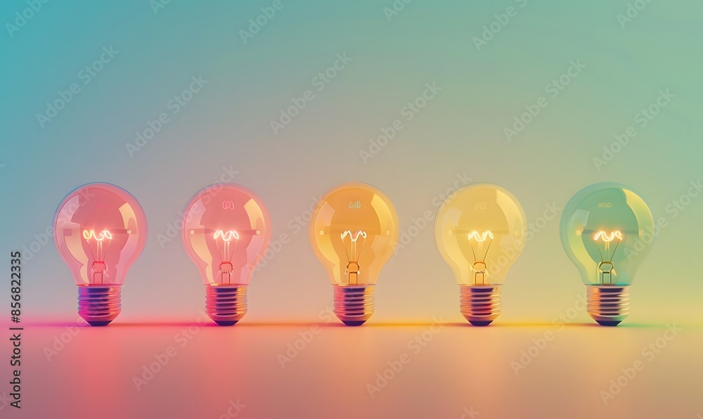 Colored light bulbs, Generative AI Colored light bulbs, Generative AI