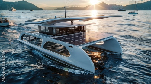 Solar-Powered Catamaran for Eco-Friendly Marine Transportation: Revolutionizing Sustainable Travel with Solar Power and Green Technology
 photo