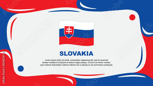 Slovakia Flag Abstract Background Flat Design Template. Slovakia Independence Day Banner Wallpaper Vector Illustration. Slovakia Illustration