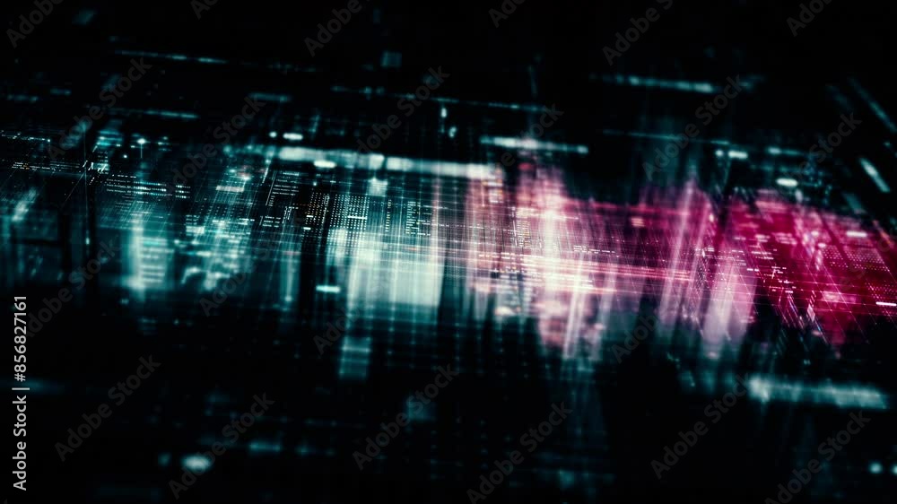 Futuristic screen display matrix, hi-tech digital data telemetry with encrypted numbers, display dynamic background for computer desktop screen display format