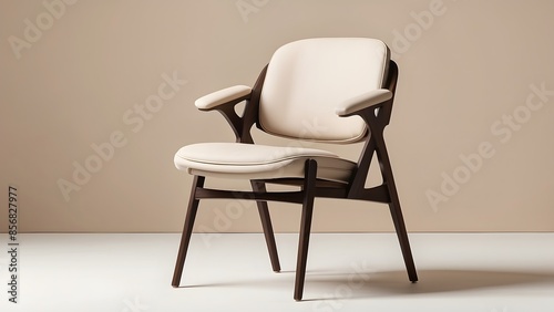 Wallpaper Mural Beige color chair mockup isolated on a beige color theme background, wooden chair on a white background Torontodigital.ca