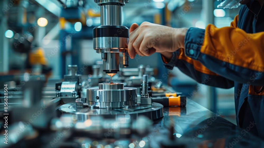 A man is working on a machine in a factory A man is working on a machine in a factory