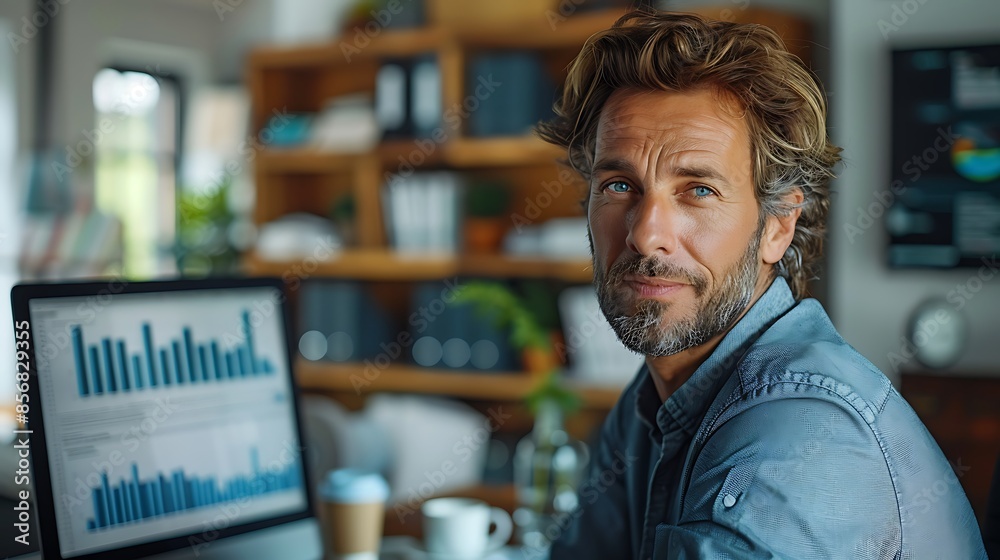 A photographic style of a financial analyst working on financial reports with a cup of coffee nearby, contemporary office, natural light, concentration, tidy desk with office supplies, serious express A photographic style of a financial analyst working on financial reports with a cup of coffee nearby, contemporary office, natural light, concentration, tidy desk with office supplies, serious express