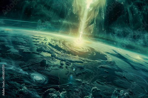 A meteor hitting earth poster