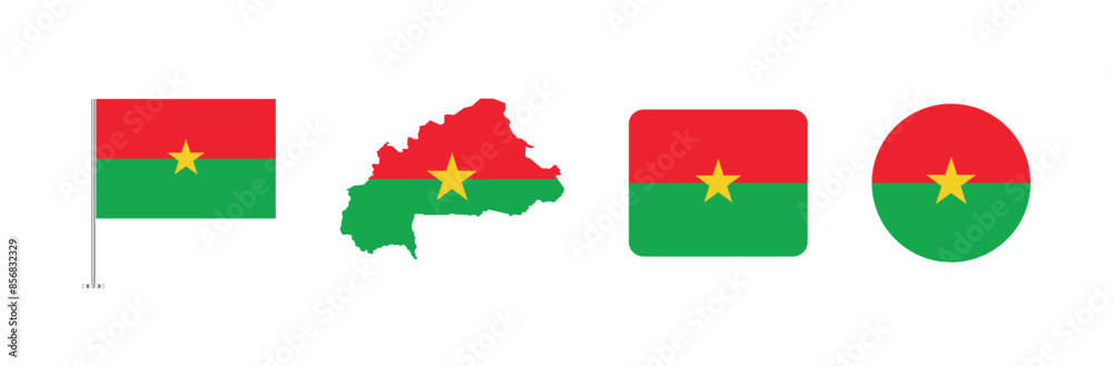 Vector Burkina Faso flag. Set of Burkina Faso Flags Collection.
Vector Burkina Faso flag. Set of Burkina Faso Flags Collection.