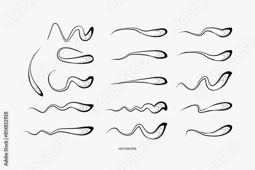 Abstract illustration, design, shape, circle, line, graphic, art, bacteria, virus, icon, germ, plankton, parasite, biology, sperm, and graphic element vector
