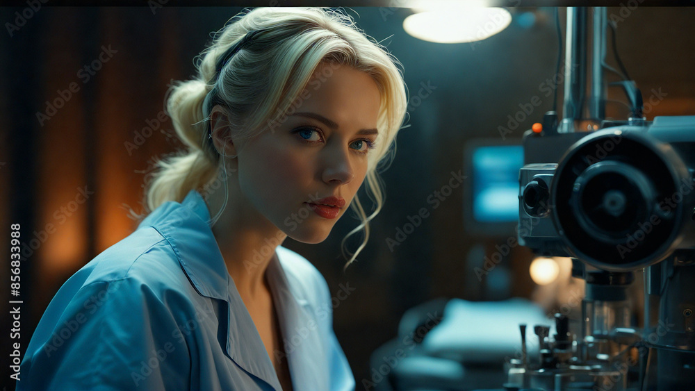 Portrait of a doctor in a laboratory while working on medical equipment. Portrait of a doctor in a laboratory while working on medical equipment.