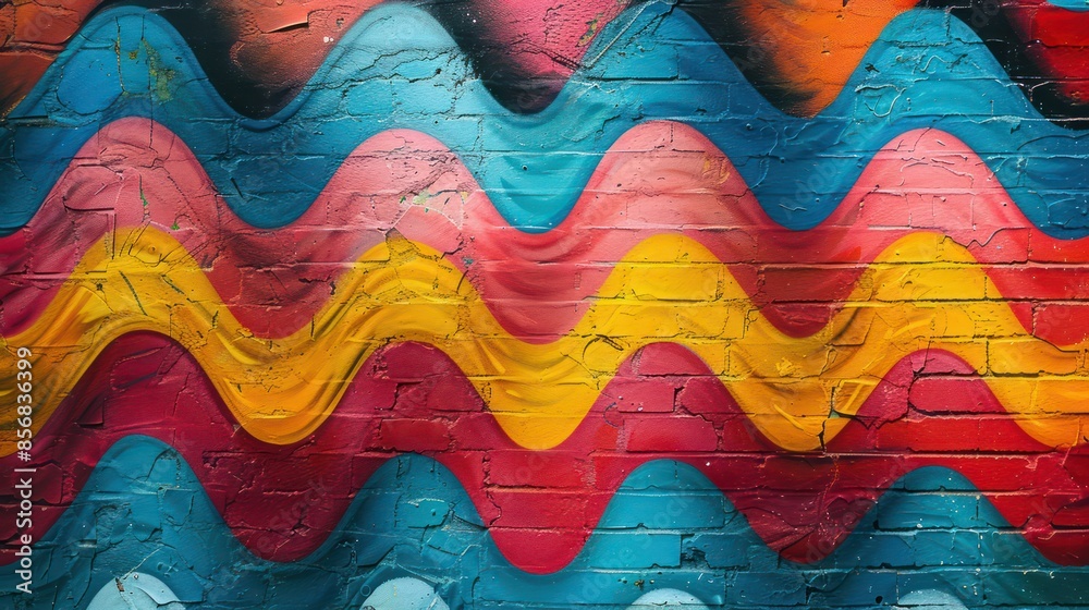 A colorful wall with a wave pattern A colorful wall with a wave pattern