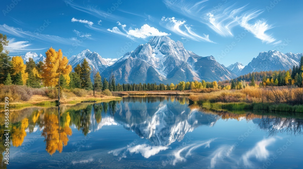A beautiful mountain range with a lake in the foreground A beautiful mountain range with a lake in the foreground