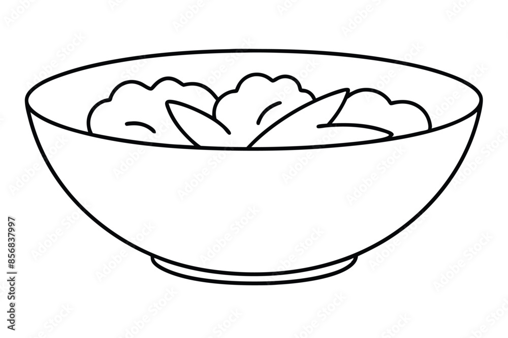 Salad bowl line art vector illustration Salad bowl line art vector illustration