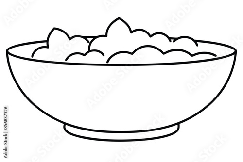Salad bowl line art vector illustration