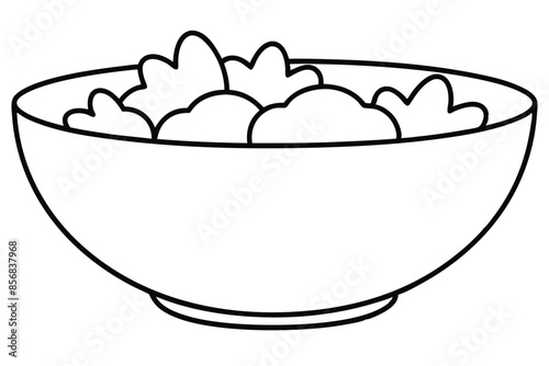 Salad bowl line art vector illustration