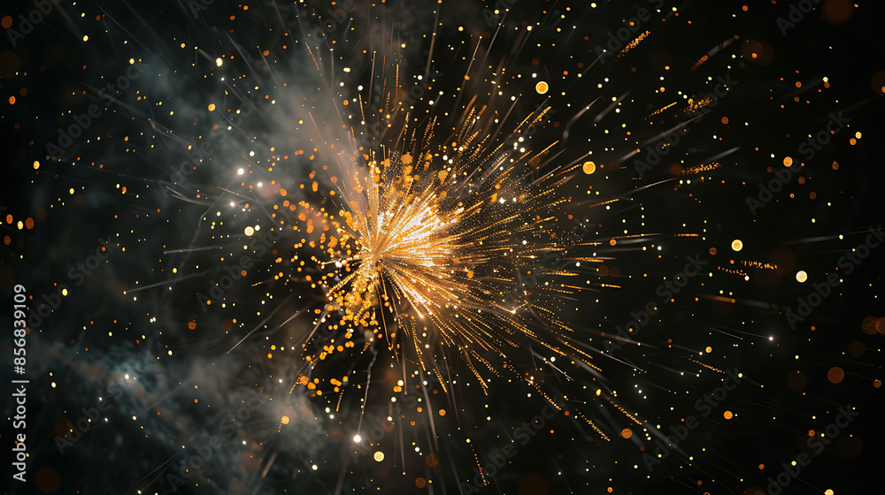 Fototapeta premium Radiant light Fireworks in the night sky background.