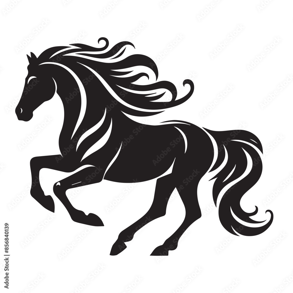 Obraz premium Horse vector silhouette white background