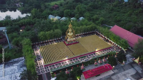 Phuttha Utthayan Makha Bucha Anusorn, Buddhism Memorial Park, Nakhon Nayok, Thailand pagoda is a buddhist temple near Bangkok, an urban city town, Thailand. Tourist attraction landmark. photo