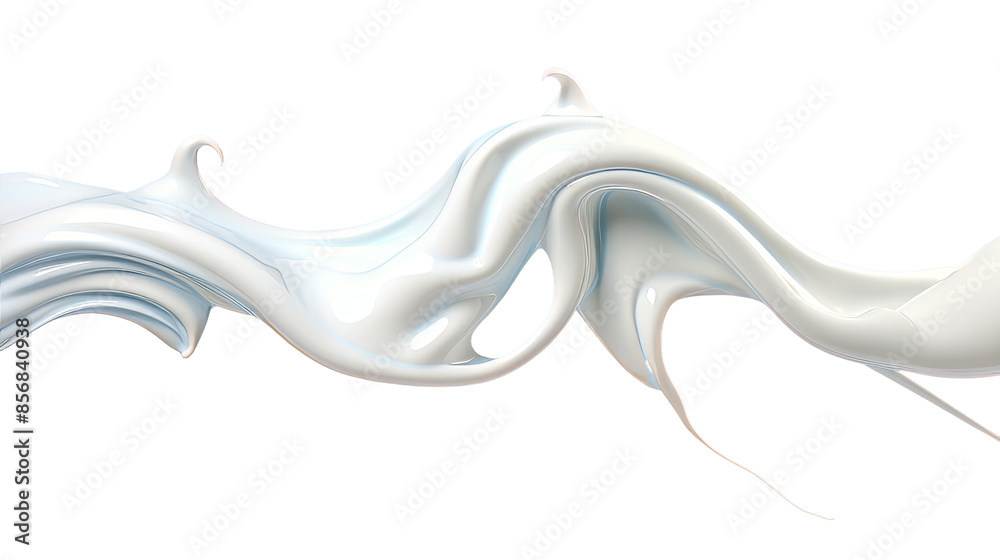 Creamy Milk Splash and Yogurt Ripple Abstract on Transparent Background - Top View 3D Rendered Digital Art