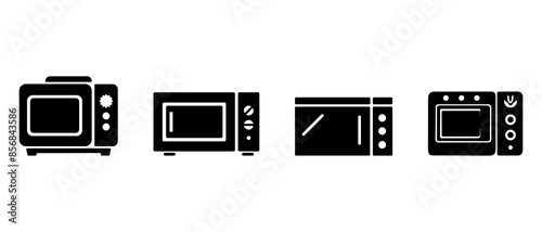 Kitchen microwave oven silhouette black filled vector Illustration icon