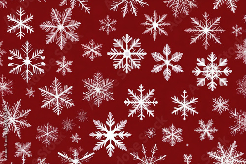 White snowflakes on red background 