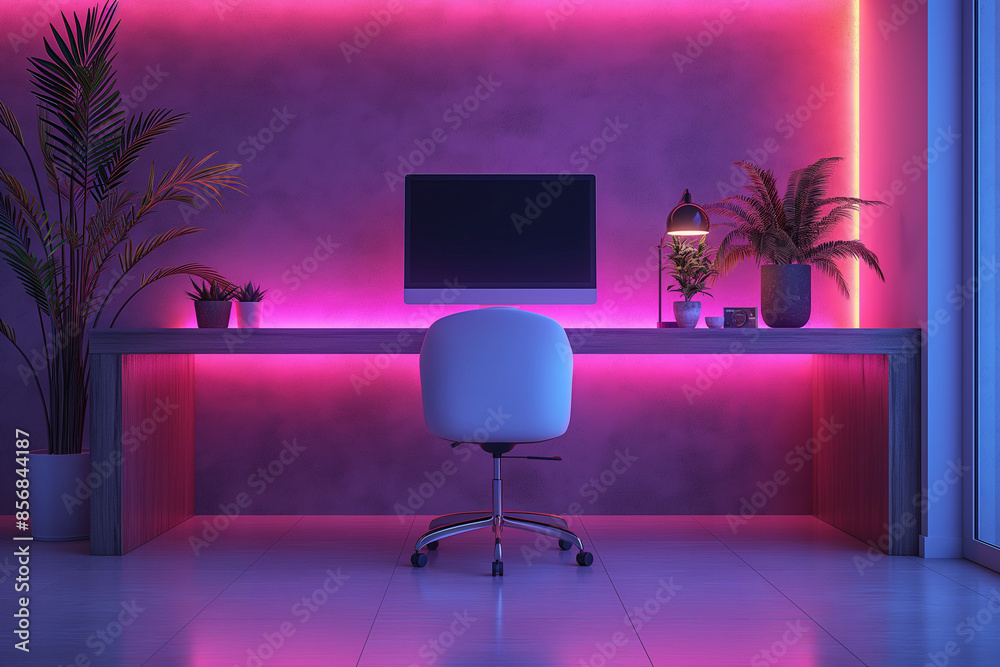 Interior of a modern office with a desk and a chair. 3D rendering Interior of a modern office with a desk and a chair. 3D rendering