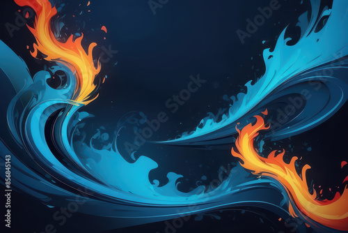 fire abstract orange and blue vector background