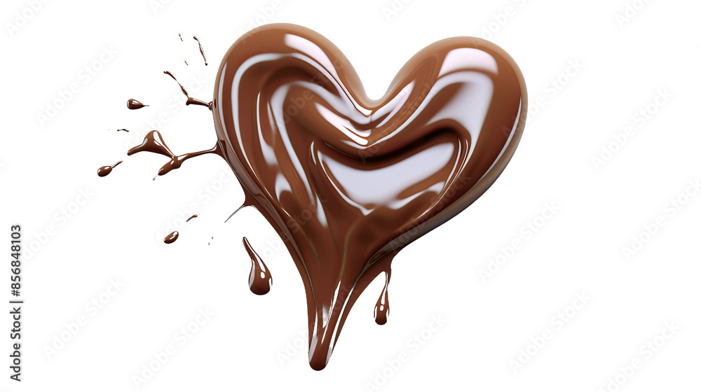 Milk and Chocolate Splash in Shape of 'H' Isolated on Transparent Background - Top View 3D Digital Art