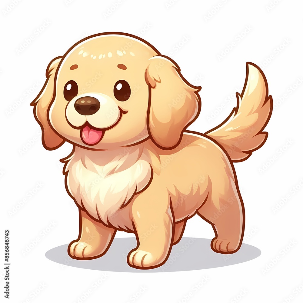 Adorable Golden Retriever Puppy Portrait | Cute, Fluffy, Playful Dog Isolated on White

