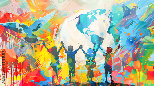 Colorful illustration of youths from different nationalities