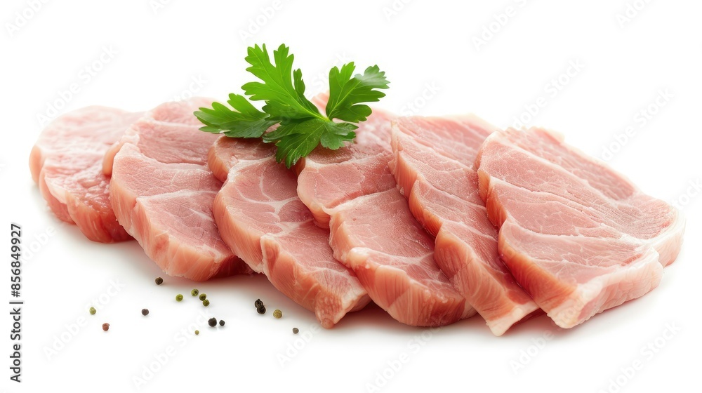 Pork Slices on White Background with Clipping Path Pork Slices on White Background with Clipping Path