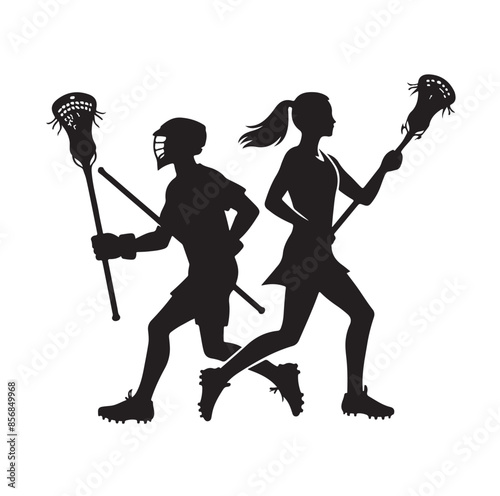 Lacrosse player silhouette, Lacrosse silhouettes, Lacrosse player clipart, Lacrosse player icon.