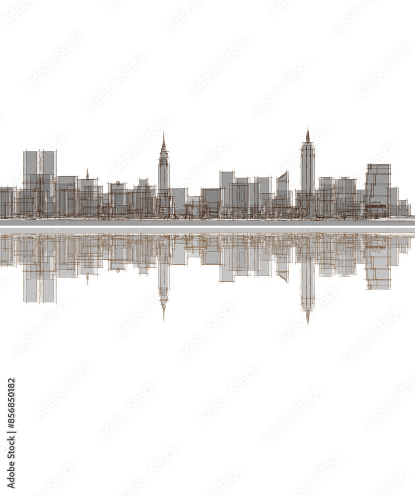 Obraz premium modern city panorama 3d illustration