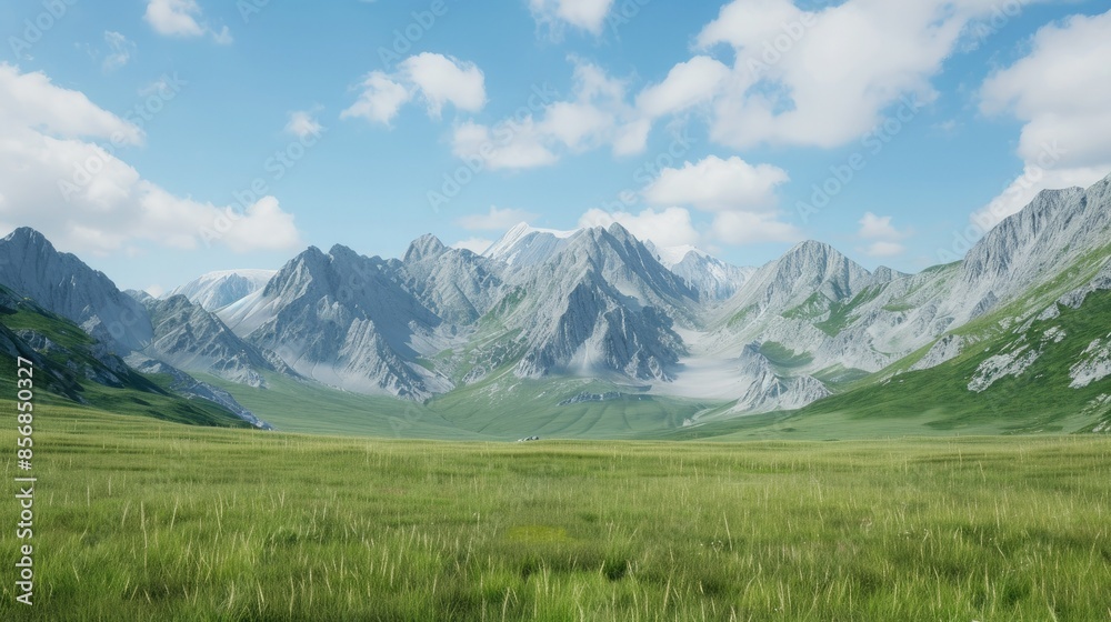 Serene Mountain Valley Under A Clear Sky Serene Mountain Valley Under A Clear Sky