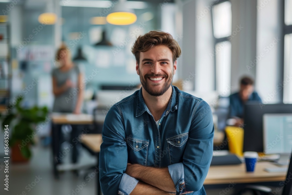 Obraz premium A Confident Smile in the Modern Office