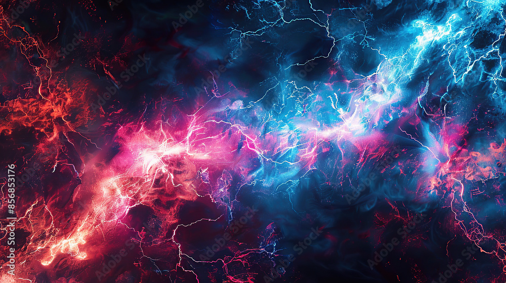 Red and blue lightning background, abstract energy background with thunderstorm Red and blue lightning background, abstract energy background with thunderstorm