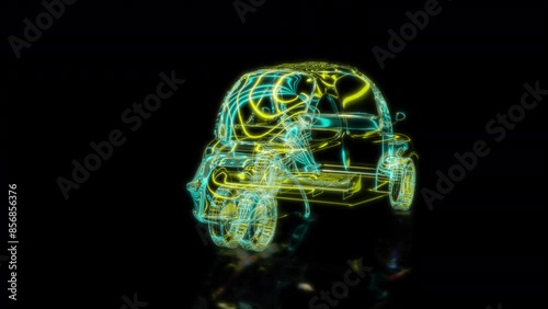 Rendering 3D animation, VISUAL EFFECTS Heinkel Kabine Model on a black background photo