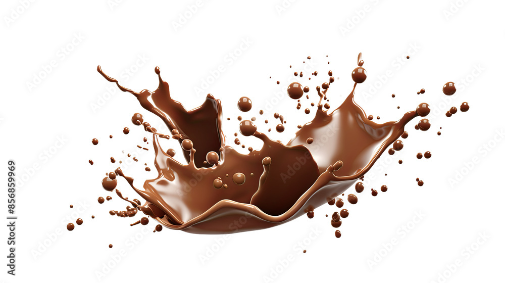 Creamy Chocolate Milk Splash in 3D Render Isolated on Transparent Background - Top View Flat Lay Icon for Design Projects. Creamy Chocolate Milk Splash in 3D Render Isolated on Transparent Background - Top View Flat Lay Icon for Design Projects.
