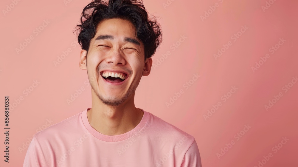 Young man laughs at the camera Young man laughs at the camera