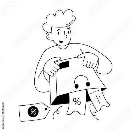 Doodle mini illustration of discount coupons 