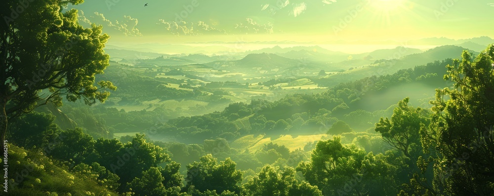 Sunlit hilltop view Sunlit hilltop view