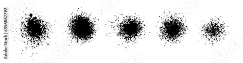 Salt, sugar or sand splatter. Set of vector specs, dust particles, tiny granules of salt or sugar. Grainy texture round shape splashes. Abstract food spice elements isolated on transparent background