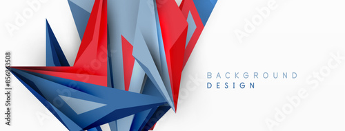 Minimal geometric abstract background. Low poly dynamic triangle design. Trendy techno business template for wallpaper, banner, background or landing
