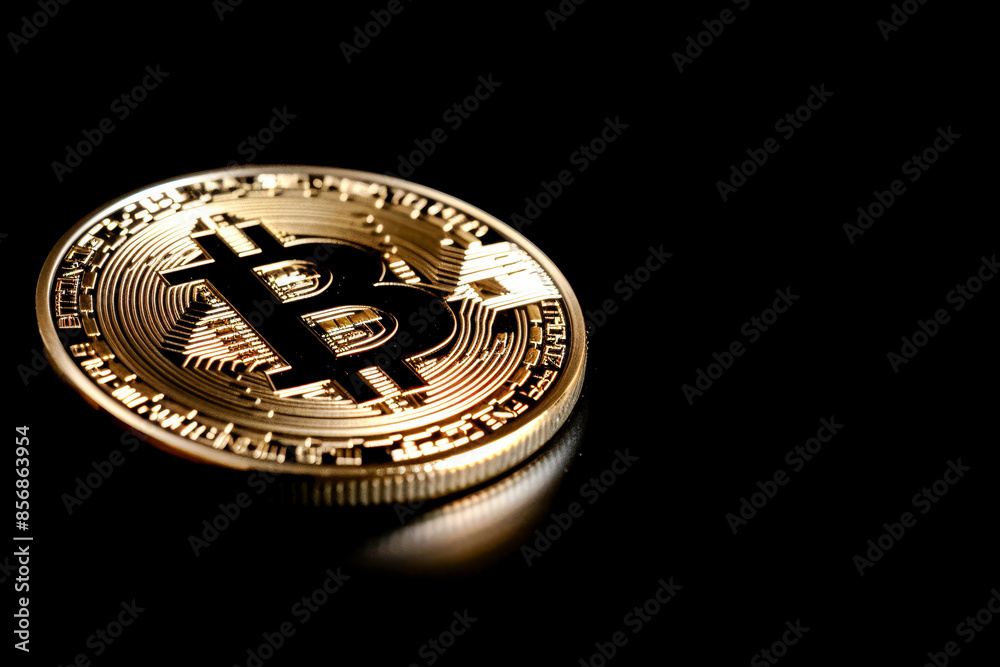 Bitcoin on black background