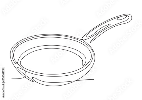 Frying Pan Continuous Line Icon Web Banner
