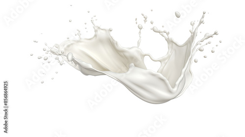 Creamy Milk or Yogurt Splash in 3D Isolation on Transparent Background - Top View Flat Lay Digital Art