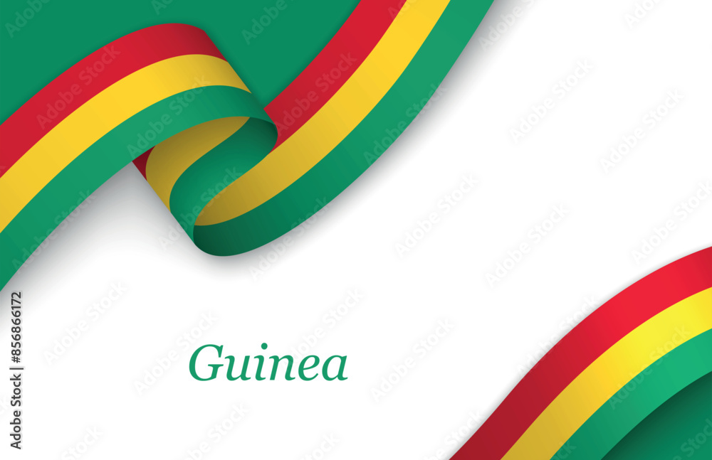 Ribbon with fllag of Guinea on white background Ribbon with fllag of Guinea on white background