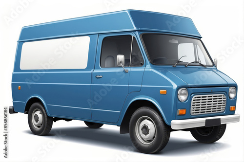 blue van isolated on white, vector style