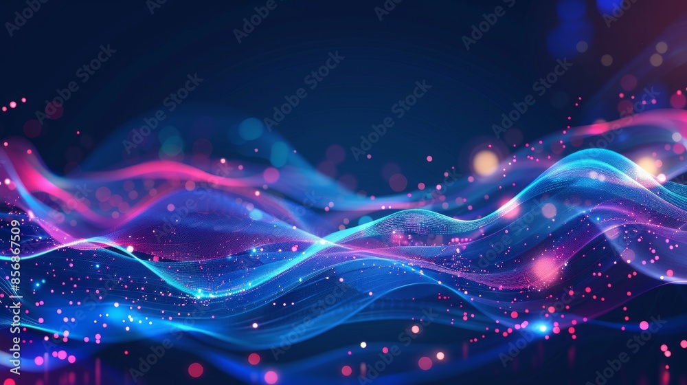 Obraz premium Make a digital waveform with glowing dots and lines for a futuristic and sophisticated style